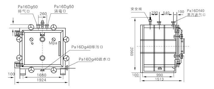 方形靜態(tài)真空干燥機(jī)結(jié)構(gòu)示意圖